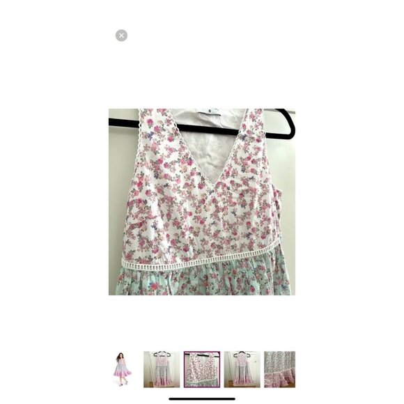LoveShackFancy x Target Lace Pink Blue Floral Sleeveless Ruffle Dress Xsmall - Picture 2 of 6